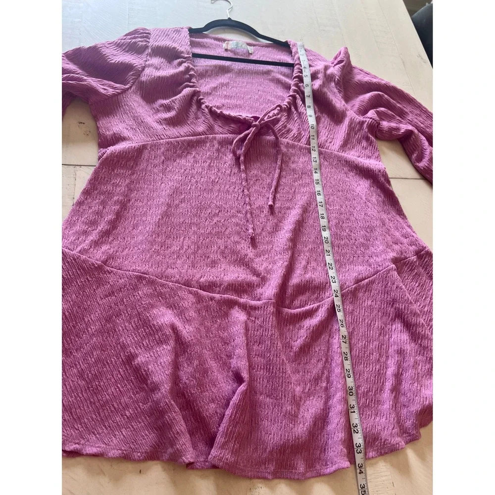 Free People Beach Womens Orchid Purple Textured Tie Front Mini Dress Medium